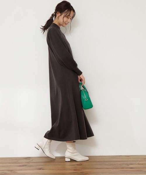 N.（N. Natural Beauty Basic）（エヌエヌナチュラルビューティーベーシック）の「◆ボリュームパフニットワンピース（ワンピース・レディース・モカ/スミクロ/パープル/ブルー・MEDIUM）」の9枚目の写真