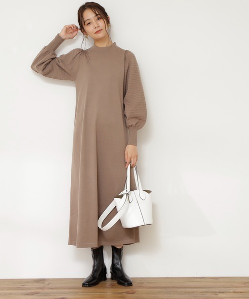 N.（N. Natural Beauty Basic）（エヌエヌナチュラルビューティーベーシック）の「◆ボリュームパフニットワンピース（ワンピース・レディース・モカ/スミクロ/パープル/ブルー・MEDIUM）」の12枚目の写真