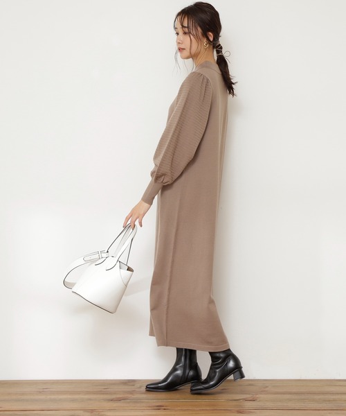 N.（N. Natural Beauty Basic）（エヌエヌナチュラルビューティーベーシック）の「◆ボリュームパフニットワンピース（ワンピース・レディース・モカ/スミクロ/パープル/ブルー・MEDIUM）」の11枚目の写真