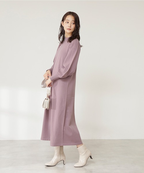 N.（N. Natural Beauty Basic）（エヌエヌナチュラルビューティーベーシック）の「◆ボリュームパフニットワンピース（ワンピース・レディース・モカ/スミクロ/パープル/ブルー・MEDIUM）」の14枚目の写真