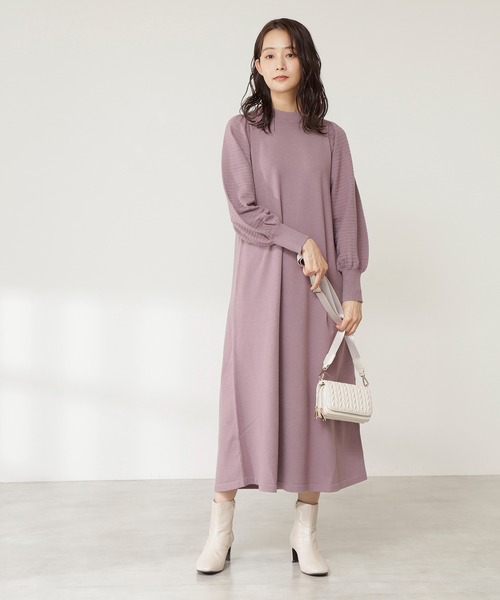 N.（N. Natural Beauty Basic）（エヌエヌナチュラルビューティーベーシック）の「◆ボリュームパフニットワンピース（ワンピース・レディース・モカ/スミクロ/パープル/ブルー・MEDIUM）」の15枚目の写真