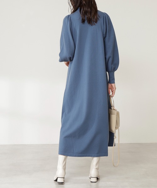 N.（N. Natural Beauty Basic）（エヌエヌナチュラルビューティーベーシック）の「◆ボリュームパフニットワンピース（ワンピース・レディース・モカ/スミクロ/パープル/ブルー・MEDIUM）」の10枚目の写真