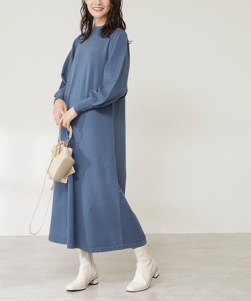 N.（N. Natural Beauty Basic）（エヌエヌナチュラルビューティーベーシック）の「◆ボリュームパフニットワンピース（ワンピース・レディース・モカ/スミクロ/パープル/ブルー・MEDIUM）」の6枚目の写真