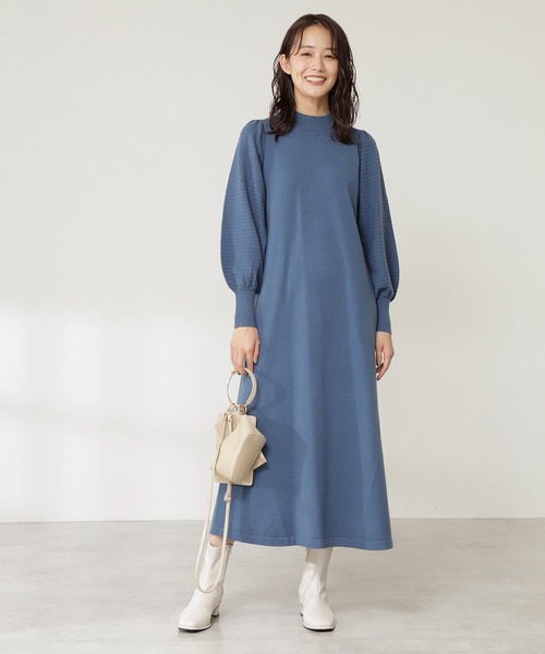 N.（N. Natural Beauty Basic）（エヌエヌナチュラルビューティーベーシック）の「◆ボリュームパフニットワンピース（ワンピース・レディース・モカ/スミクロ/パープル/ブルー・MEDIUM）」の7枚目の写真