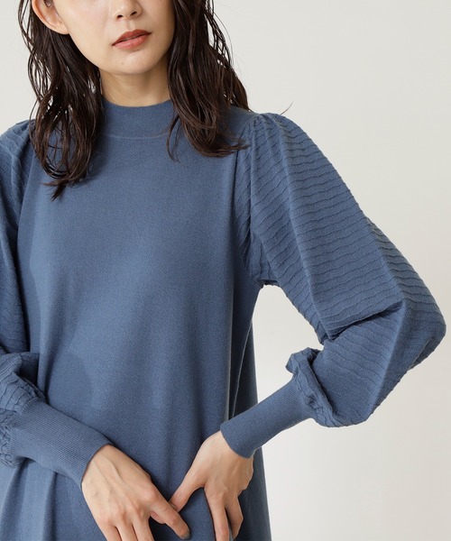 N.（N. Natural Beauty Basic）（エヌエヌナチュラルビューティーベーシック）の「◆ボリュームパフニットワンピース（ワンピース・レディース・モカ/スミクロ/パープル/ブルー・MEDIUM）」の13枚目の写真