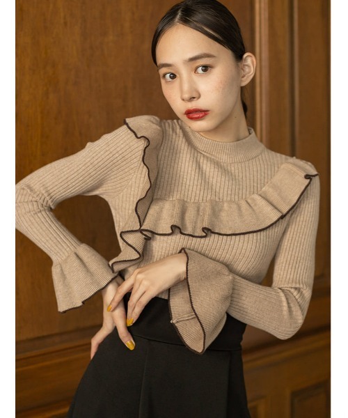 fifth（フィフス）の「配色フリルリブニット（ニット/セーター・レディース・ブラック/ベージュ・MEDIUM）」の20枚目の写真