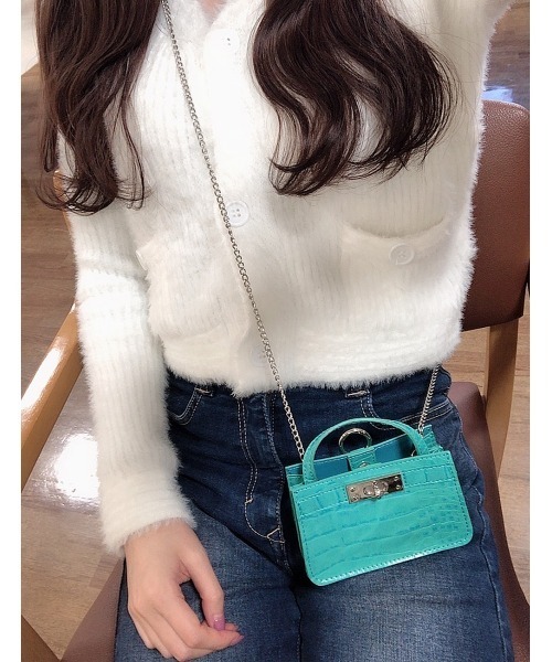 MONICA（モニカ）の「マイクロチェーンバッグ（ショルダーバッグ・レディース・ホワイト/ブラック/ベージュ/ブラウン/グレー/ピンク/イエロー/ブルー/グリーン/ライトピンク/オレンジ/パープル/グリーン系その他/ブラック系その他・FREE）」の10枚目の写真