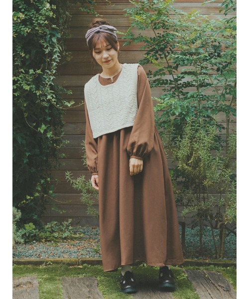 ehka sopo(エヘカソポ)の「【たかあしあかりコラボ】かぎ針ニットベスト(ベスト・レディース・キナリ/ベージュ・フリ-)」の7枚目の写真