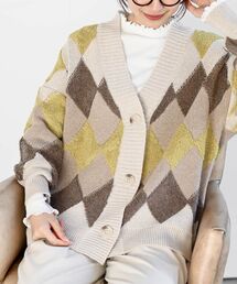 サガラアーガイルニットカーディガン