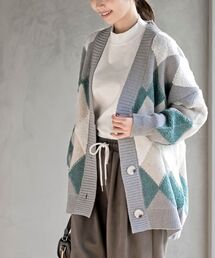 カーディガン/ボレロ（グリーン・カーキ/緑色系・チェック柄