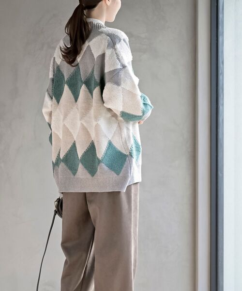 rps（アールピーエス）の「サガラアーガイルニットカーディガン（カーディガン/ボレロ・レディース・チャコールグレー/アイボリー/ネイビー/オフホワイト/ベージュ系その他/グリーン/ボルドー・M/フリー）」の10枚目の写真