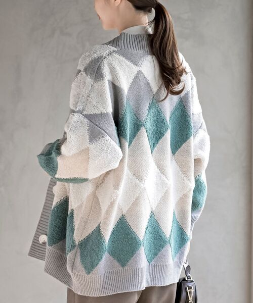 rps（アールピーエス）の「サガラアーガイルニットカーディガン（カーディガン/ボレロ・レディース・チャコールグレー/アイボリー/ネイビー/オフホワイト/ベージュ系その他/グリーン/ボルドー・M/フリー）」の14枚目の写真