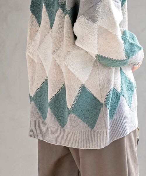 rps（アールピーエス）の「サガラアーガイルニットカーディガン（カーディガン/ボレロ・レディース・チャコールグレー/アイボリー/ネイビー/オフホワイト/ベージュ系その他/グリーン/ボルドー・M/フリー）」の15枚目の写真