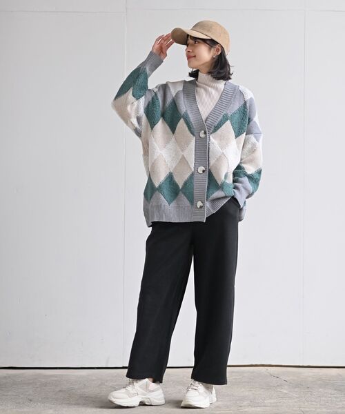 rps（アールピーエス）の「サガラアーガイルニットカーディガン（カーディガン/ボレロ・レディース・チャコールグレー/アイボリー/ネイビー/オフホワイト/ベージュ系その他/グリーン/ボルドー・M/フリー）」の16枚目の写真