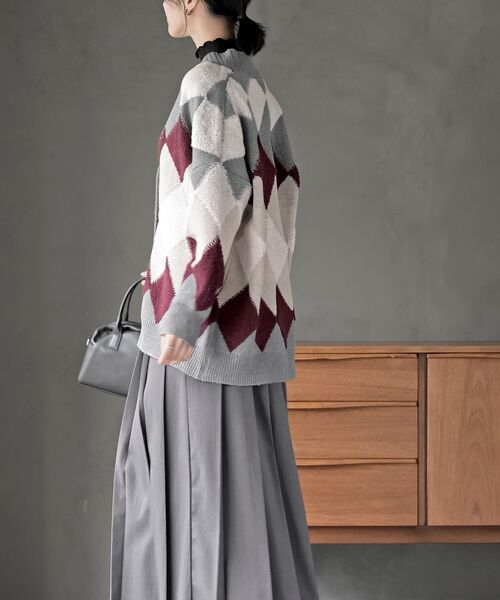 rps（アールピーエス）の「サガラアーガイルニットカーディガン（カーディガン/ボレロ・レディース・チャコールグレー/アイボリー/ネイビー/オフホワイト/ベージュ系その他/グリーン/ボルドー・M/フリー）」の18枚目の写真