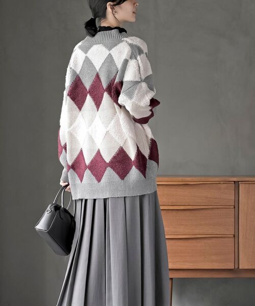 rps（アールピーエス）の「サガラアーガイルニットカーディガン（カーディガン/ボレロ・レディース・チャコールグレー/アイボリー/ネイビー/オフホワイト/ベージュ系その他/グリーン/ボルドー・M/フリー）」の19枚目の写真