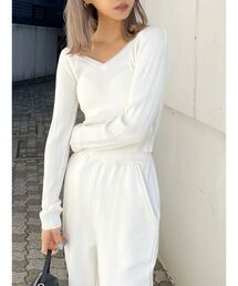 GYDA | Vネックオフショルリブニット TOPS(ニット/セーター)