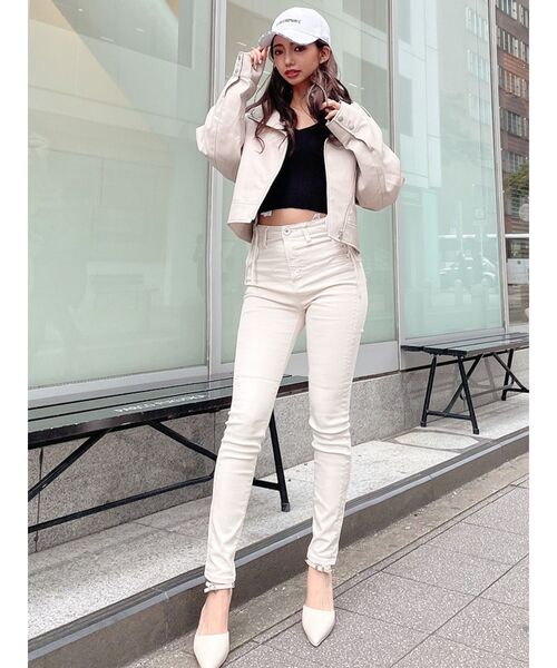 GYDA（ジェイダ）の「Vネックオフショルリブニット トップス（ニット/セーター・レディース・オフホワイト/ブラック・FREE）」の12枚目の写真