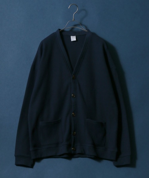 ANPAS(アンパス)の「Big Silhouette Thermal Cardigan/ビッグシルエット サーマルカーディガン(カーディガン/ボレロ・メンズ・ネイビー/グレー/グリーン/アッシュ・M/L)」の4枚目の写真