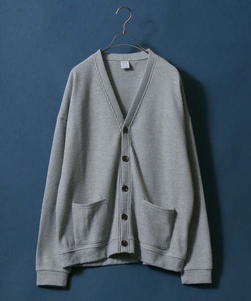 ANPAS(アンパス)の「Big Silhouette Thermal Cardigan/ビッグシルエット サーマルカーディガン(カーディガン/ボレロ・メンズ・ネイビー/グレー/グリーン/アッシュ・M/L)」の1枚目の写真