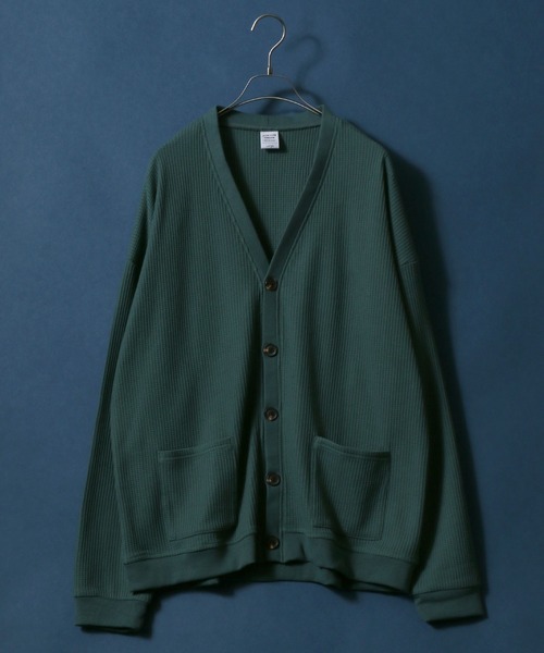 ANPAS(アンパス)の「Big Silhouette Thermal Cardigan/ビッグシルエット サーマルカーディガン(カーディガン/ボレロ・メンズ・ネイビー/グレー/グリーン/アッシュ・M/L)」の3枚目の写真