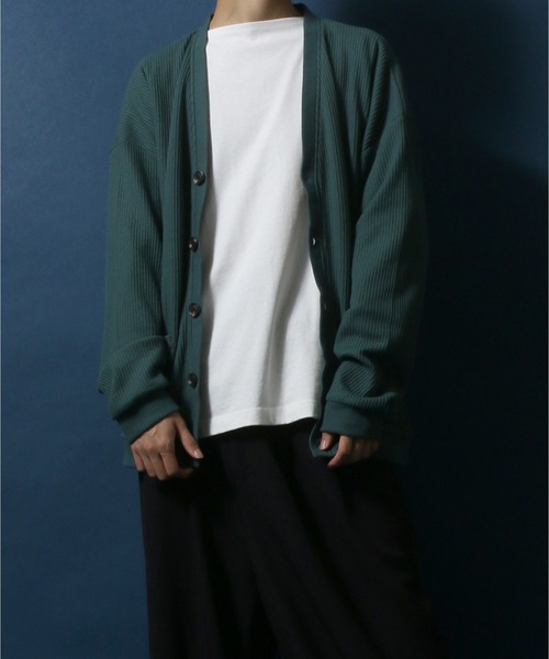 ANPAS(アンパス)の「Big Silhouette Thermal Cardigan/ビッグシルエット サーマルカーディガン(カーディガン/ボレロ・メンズ・ネイビー/グレー/グリーン/アッシュ・M/L)」の18枚目の写真