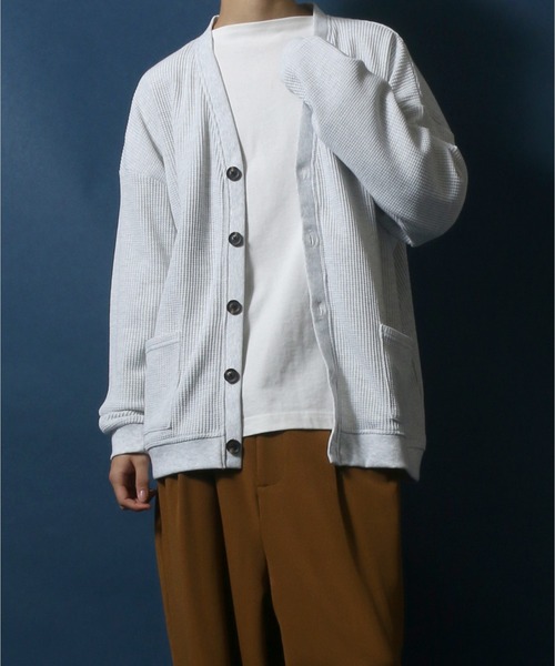 ANPAS(アンパス)の「Big Silhouette Thermal Cardigan/ビッグシルエット サーマルカーディガン(カーディガン/ボレロ・メンズ・ネイビー/グレー/グリーン/アッシュ・M/L)」の19枚目の写真