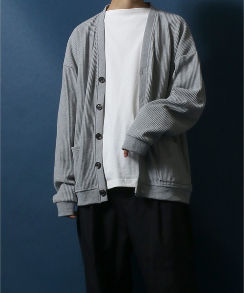 ANPAS(アンパス)の「Big Silhouette Thermal Cardigan/ビッグシルエット サーマルカーディガン(カーディガン/ボレロ・メンズ・ネイビー/グレー/グリーン/アッシュ・M/L)」の20枚目の写真