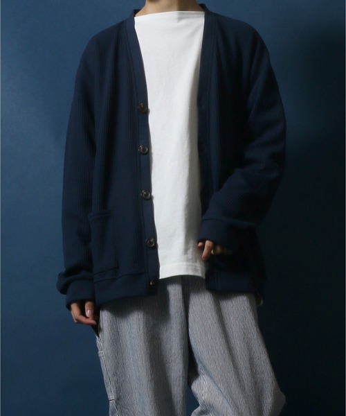 ANPAS(アンパス)の「Big Silhouette Thermal Cardigan/ビッグシルエット サーマルカーディガン(カーディガン/ボレロ・メンズ・ネイビー/グレー/グリーン/アッシュ・M/L)」の17枚目の写真
