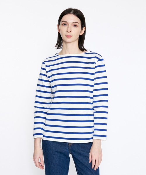 Mackintosh(マッキントッシュ)の「BARRHILL BOAT NECK REGULAR FIT T-SHIRT(Tシャツ/カットソー・レディース・ホワイト×ブルー/ホワイト×ネイビー・L)」の1枚目の写真