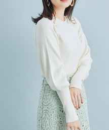 VIS | 袖コンシャスきらっとメタル釦リブプルオーバー(ニット/セーター)