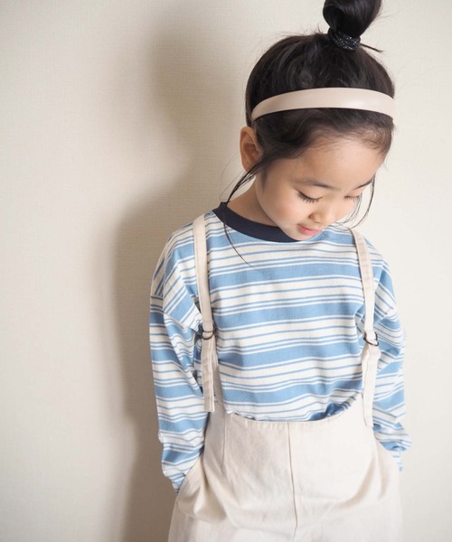 CIAOPANIC TYPY（チャオパニックティピー）の「□【KIDS】OSOROランダムボーダーTee（Tシャツ/カットソー・キッズ・ネイビー/グレー/サックスブルー・SMALL/MEDIUM/LARGE/X-LARGE/XX-LARGE）」の3枚目の写真