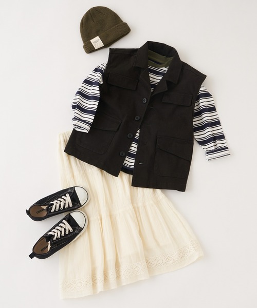 CIAOPANIC TYPY（チャオパニックティピー）の「□【KIDS】OSOROランダムボーダーTee（Tシャツ/カットソー・キッズ・ネイビー/グレー/サックスブルー・SMALL/MEDIUM/LARGE/X-LARGE/XX-LARGE）」の8枚目の写真