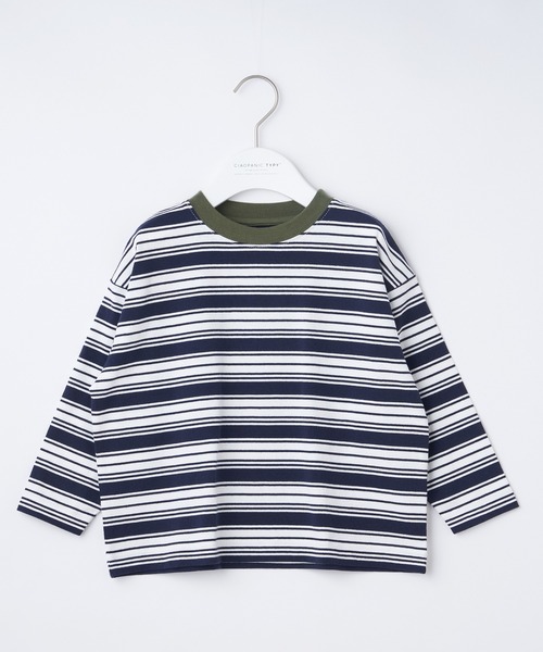 CIAOPANIC TYPY（チャオパニックティピー）の「□【KIDS】OSOROランダムボーダーTee（Tシャツ/カットソー・キッズ・ネイビー/グレー/サックスブルー・SMALL/MEDIUM/LARGE/X-LARGE/XX-LARGE）」の7枚目の写真