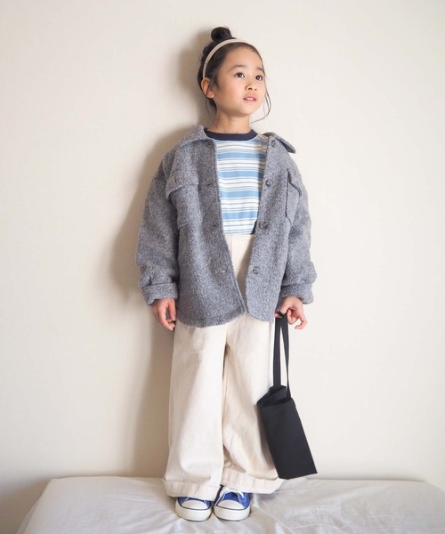 CIAOPANIC TYPY（チャオパニックティピー）の「□【KIDS】OSOROランダムボーダーTee（Tシャツ/カットソー・キッズ・ネイビー/グレー/サックスブルー・SMALL/MEDIUM/LARGE/X-LARGE/XX-LARGE）」の13枚目の写真