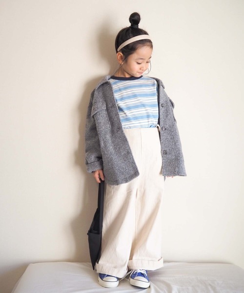 CIAOPANIC TYPY（チャオパニックティピー）の「□【KIDS】OSOROランダムボーダーTee（Tシャツ/カットソー・キッズ・ネイビー/グレー/サックスブルー・SMALL/MEDIUM/LARGE/X-LARGE/XX-LARGE）」の14枚目の写真