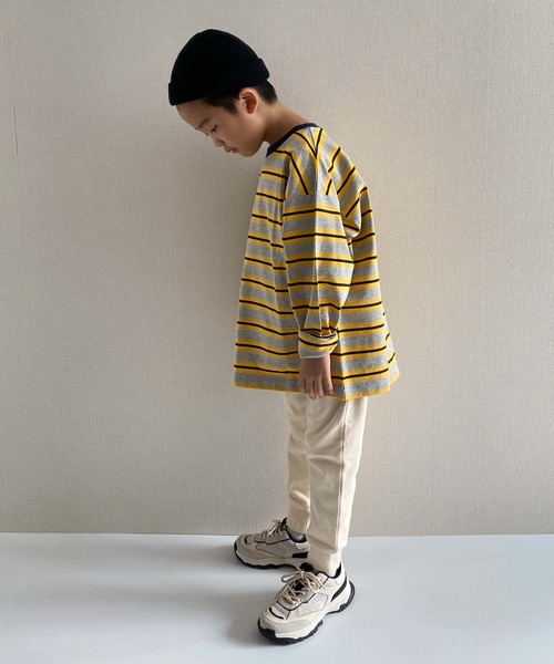 CIAOPANIC TYPY（チャオパニックティピー）の「□【KIDS】OSOROランダムボーダーTee（Tシャツ/カットソー・キッズ・ネイビー/グレー/サックスブルー・SMALL/MEDIUM/LARGE/X-LARGE/XX-LARGE）」の12枚目の写真