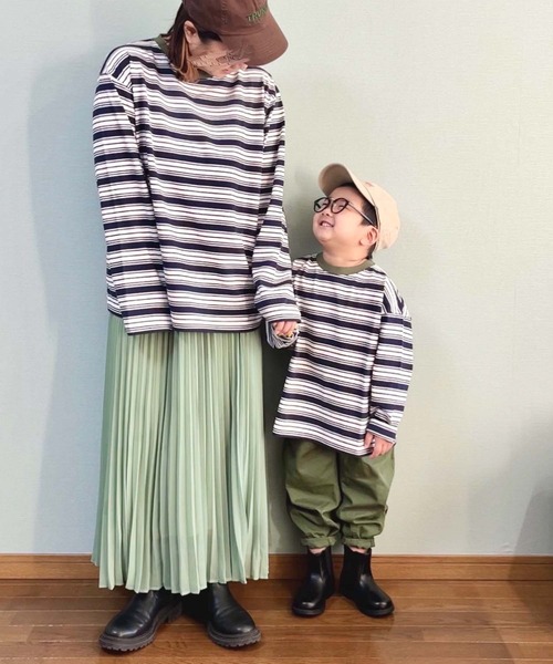 CIAOPANIC TYPY（チャオパニックティピー）の「□【KIDS】OSOROランダムボーダーTee（Tシャツ/カットソー・キッズ・ネイビー/グレー/サックスブルー・SMALL/MEDIUM/LARGE/X-LARGE/XX-LARGE）」の15枚目の写真