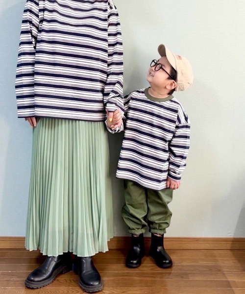 CIAOPANIC TYPY（チャオパニックティピー）の「□【KIDS】OSOROランダムボーダーTee（Tシャツ/カットソー・キッズ・ネイビー/グレー/サックスブルー・SMALL/MEDIUM/LARGE/X-LARGE/XX-LARGE）」の16枚目の写真