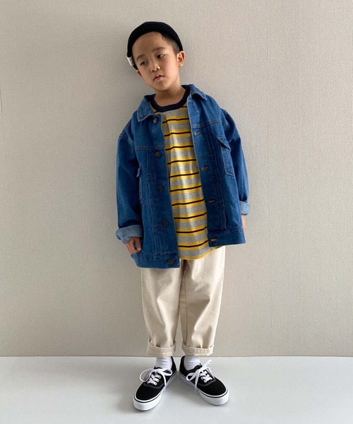 CIAOPANIC TYPY（チャオパニックティピー）の「□【KIDS】OSOROランダムボーダーTee（Tシャツ/カットソー・キッズ・ネイビー/グレー/サックスブルー・SMALL/MEDIUM/LARGE/X-LARGE/XX-LARGE）」の21枚目の写真