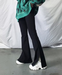 me+em select | 裏微起毛ストレッチスリットフレアパンツ(その他パンツ)