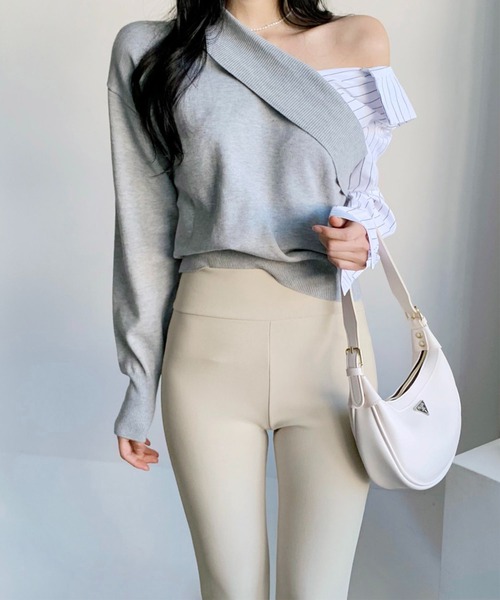 me+em select（ミームセレクト）の「裏微起毛ストレッチスリットフレアパンツ（その他パンツ・レディース・ブラック/ベージュ・FREE）」の7枚目の写真