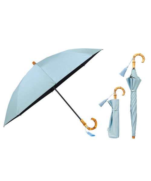 UVO（ウーボ）の「★完全遮光100% 最強の日傘「UVO（ウーボ）」 2段折りたたみ 無地タッセル ミニ Wpc.（折りたたみ傘・レディース・パープル/ブラック/ブルーグレー/ベージュ/オフホワイト/ピンク/ラベンダー/グレー/サンドベージュ/サックスブルー・FREE）」の7枚目の写真