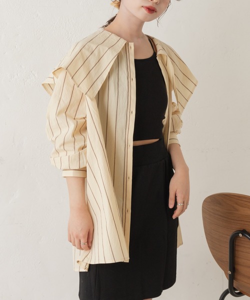 Kastane(カスタネ)の「マルチストライプ衿ブラウス(シャツ/ブラウス・レディース・イエロー/ライトベージュ・FREE)」の18枚目の写真