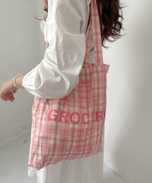 MANGROVE(マングローブ)の「GROCERYロゴトートバッグ(トートバッグ・レディース・チョコ/イエロー/パープル/ピンク/ブラウン/ライトピンク・FREE)」の21枚目の写真