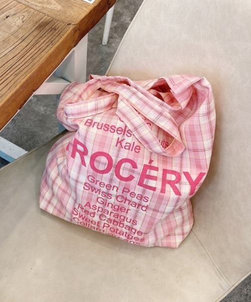 MANGROVE(マングローブ)の「GROCERYロゴトートバッグ(トートバッグ・レディース・チョコ/イエロー/パープル/ピンク/ブラウン/ライトピンク・FREE)」の19枚目の写真