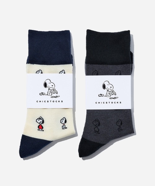 CHICSTOCKS（シックストックス）の「SNOOPY×CHICSTOCKS［パターン］（ソックス/靴下・レディース・アイボリー/ダークグレー/ベージュ/ネイビー・SMALL/MEDIUM/LARGE）」の5枚目の写真