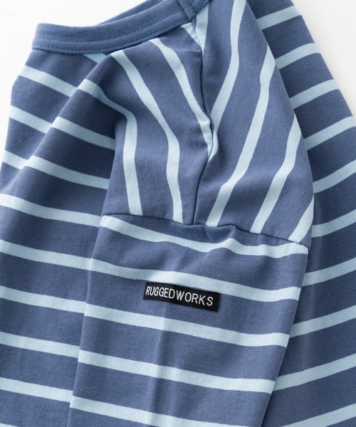 RUGGEDWORKS（ラゲッドワークス）の「《お揃い》ボーダーロンT（Tシャツ/カットソー・キッズ・ブルー系その他/ライトグリーン・110/120/130/140/150/90/100）」の11枚目の写真