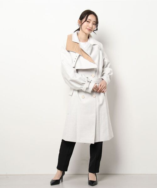 BENETTON (UNITED COLORS OF BENETTON)（ベネトンユナイテッドカラーズオブベネトン）の「JCCナチュラルカラーミディアム丈トレンチコート（トレンチコート・レディース・ホワイト・40/42）」の4枚目の写真