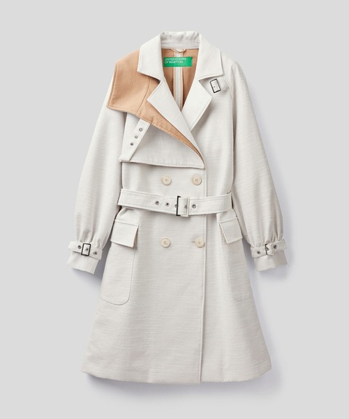 BENETTON (UNITED COLORS OF BENETTON)（ベネトンユナイテッドカラーズオブベネトン）の「JCCナチュラルカラーミディアム丈トレンチコート（トレンチコート・レディース・ホワイト・40/42）」の10枚目の写真